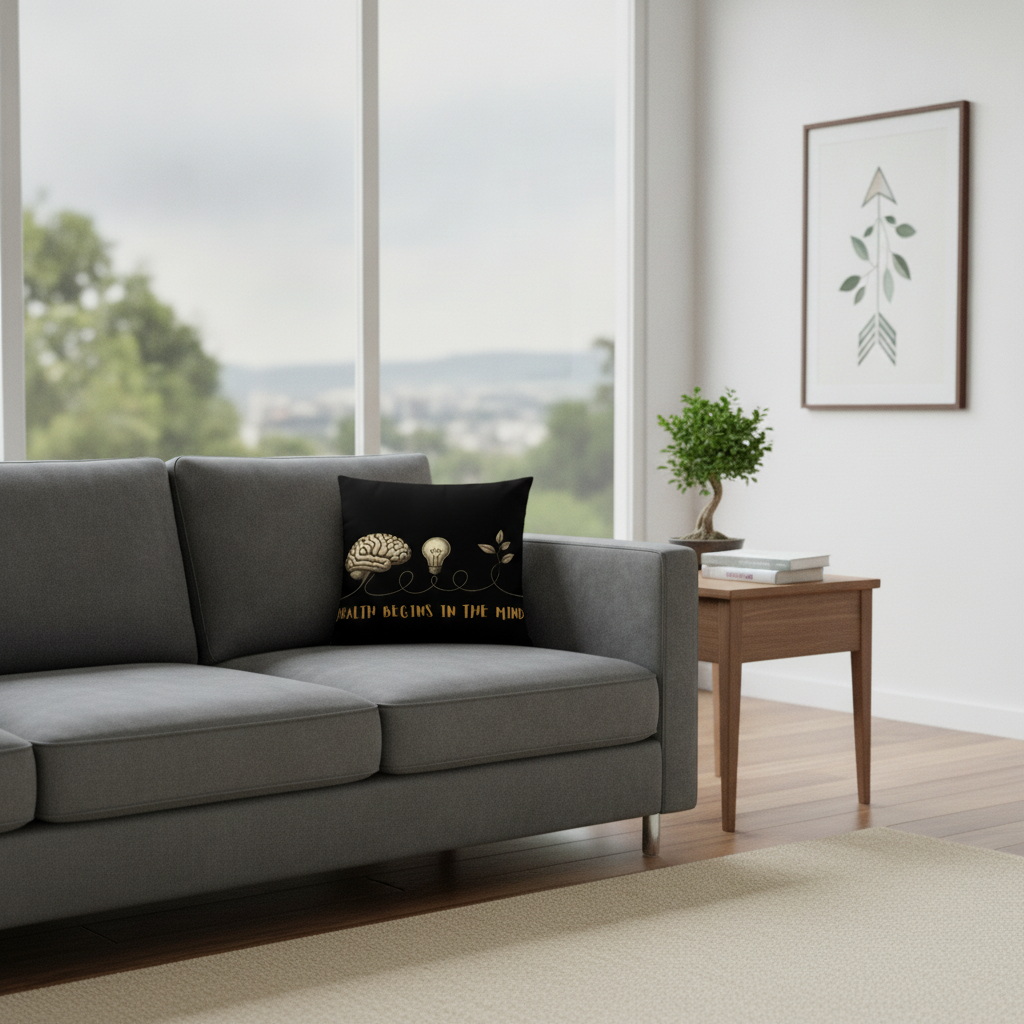 The "Health Begins In The Mind" Throw Pillow