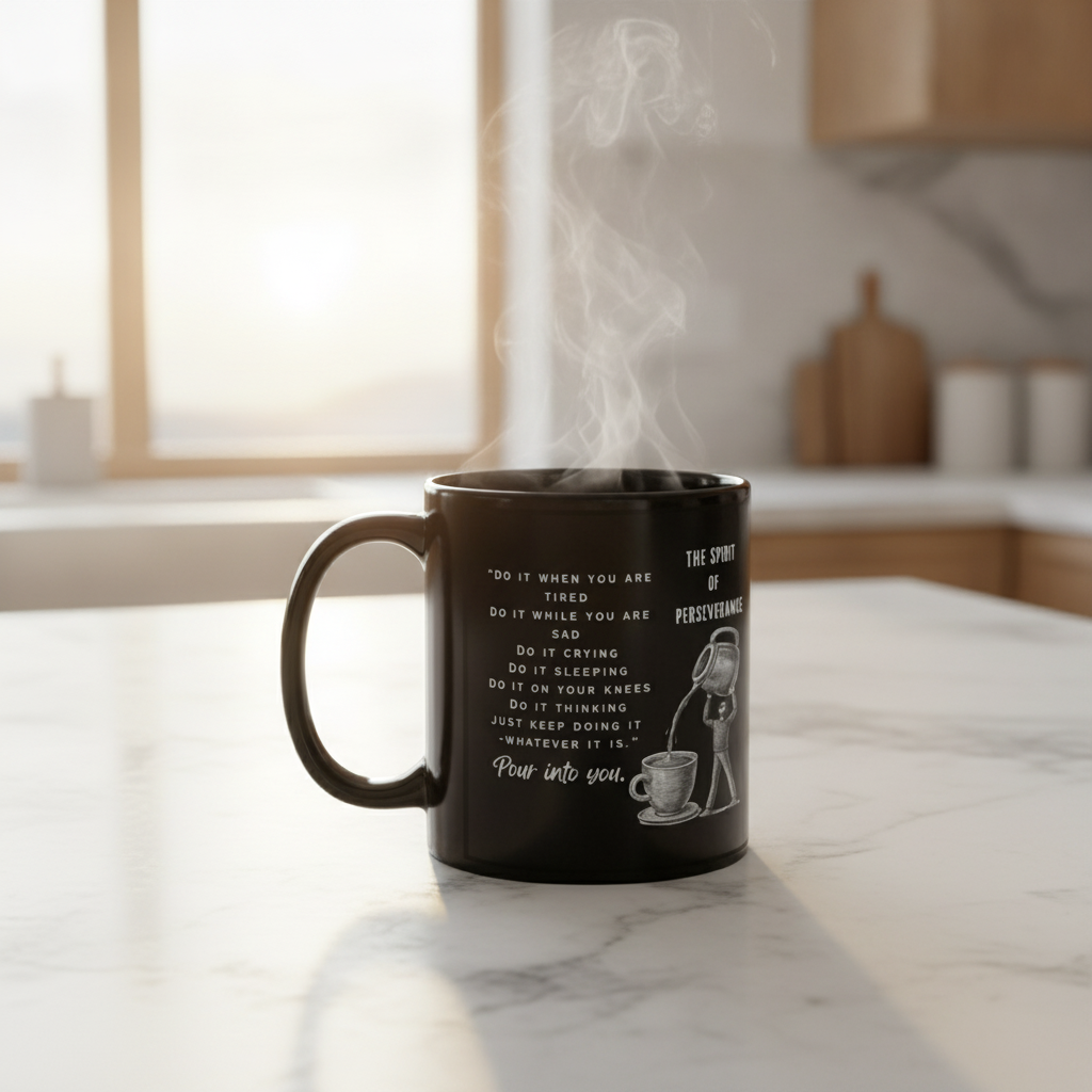 The Spirit of Perseverance - Pour Into You | Motivational Black Coffee Mug (Classic Edition)