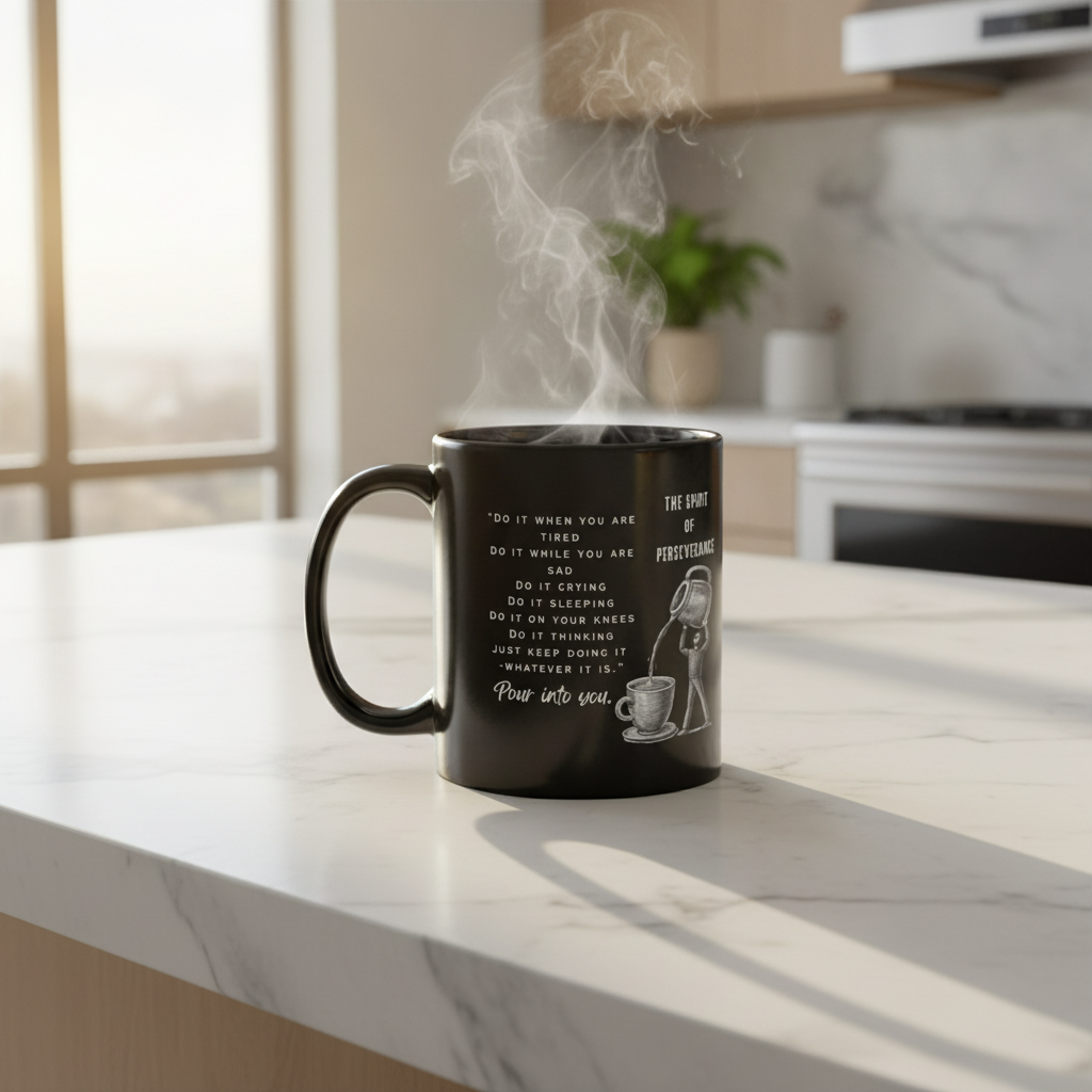 The Spirit of Perseverance - Pour Into You | Motivational Black Coffee Mug (Classic Edition)