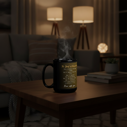 The Spirit of Perseverance - Pour Into You | Motivational Black Coffee Mug (Gold Edition)