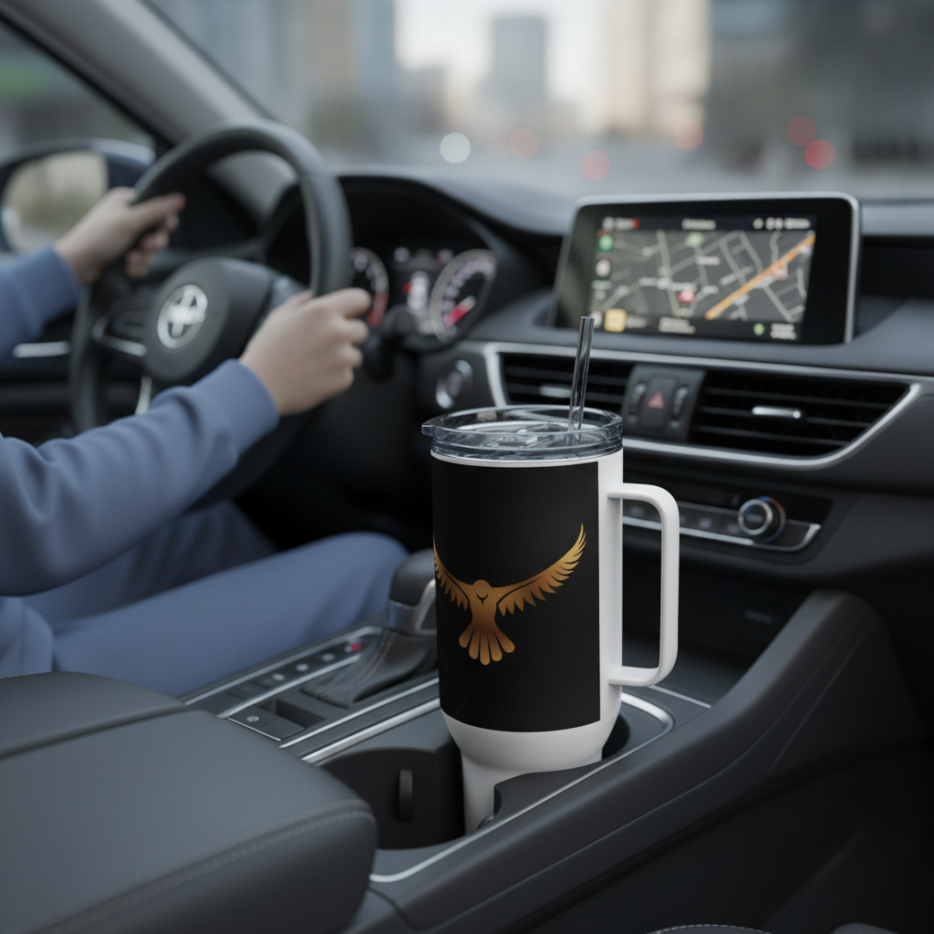 forget the script. write the story. Premium Travel mug with a handle